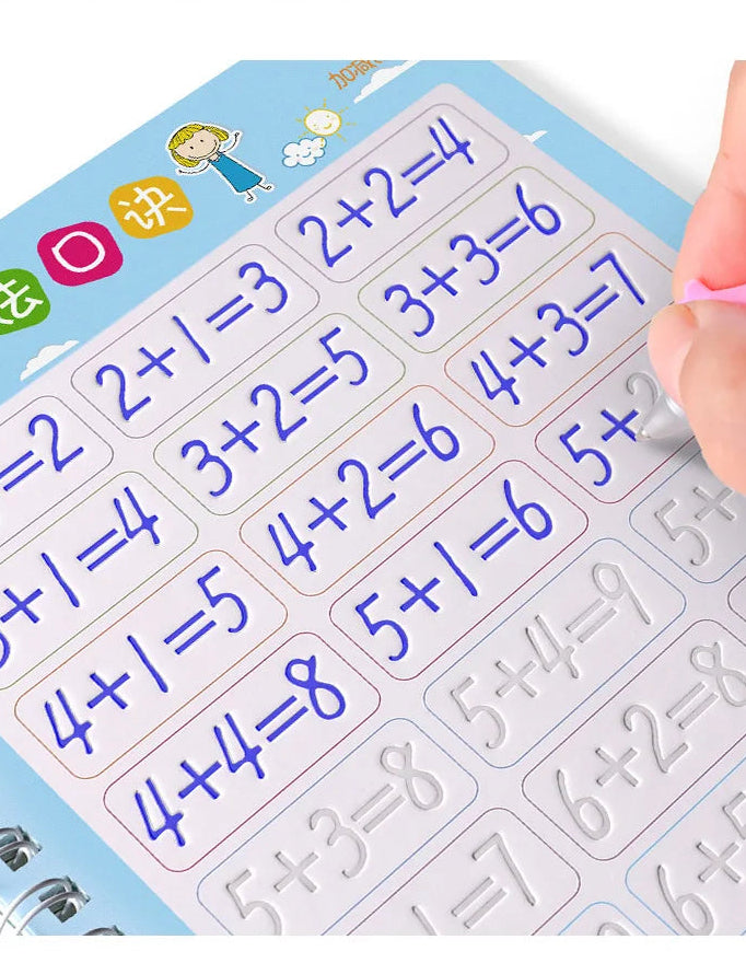 Handwriting First Pre-school Baby Learning Books For Kids (4 Books + Magic Pen With 10 Ink Refills)
