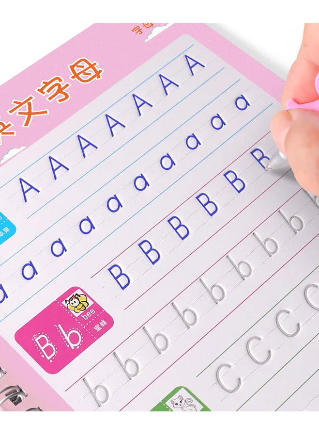 Handwriting First Pre-school Baby Learning Books For Kids (4 Books + Magic Pen With 10 Ink Refills)
