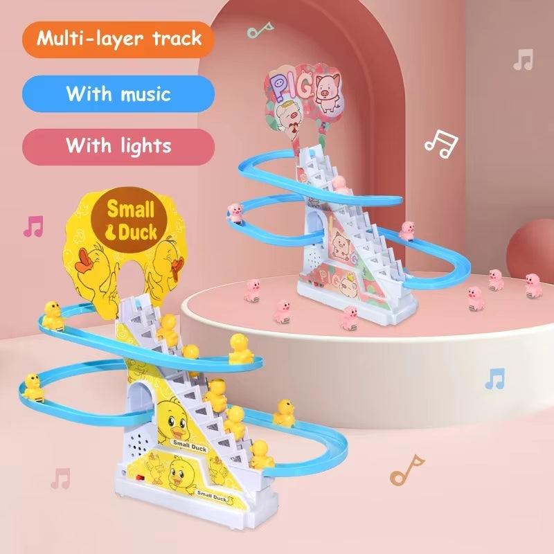 Duck Slide Toy Escalator Toy With Lights And Music with 3 sliding ducks