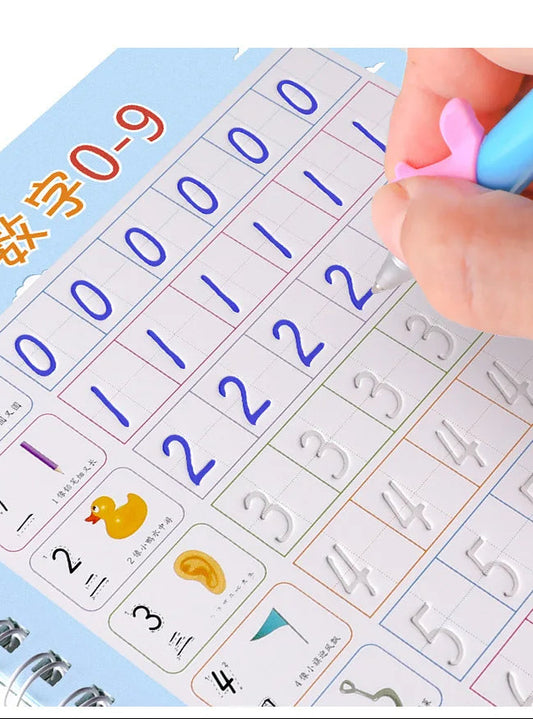 Handwriting First Pre-school Baby Learning Books For Kids (4 Books + Magic Pen With 10 Ink Refills)